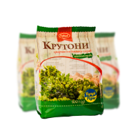 КРУТОНИ "Сухарики з італійськими травами"; Маса нетто: 100г КРУТОНИ "Сухарики з італійськими травами"; Маса нетто: 100г