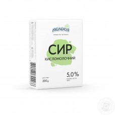 Сир кисломолочний "Молокія" 5%; Маса нетто: 200г
