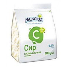 Сир кисломолочний "Молокія" 0,2%; Маса нетто: 400г