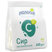 Сир кисломолочний "Молокія" 5%; Маса нетто: 400г