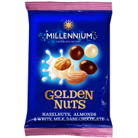 Горіхове асорті в шоколаді "Golden Nuts" Маса нетто: 100г Горіхове асорті в шоколаді "Golden Nuts" Маса нетто: 100г