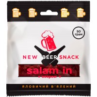Хмиз яловичий в'ялений "New Beer Snack Salam in" Масса нетто: 50 г Хмиз яловичий в'ялений "New Beer Snack Salam in" Масса нетто: 50 г